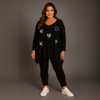 Hanky Hem Jumper with Diamanté + Pearls Hearts