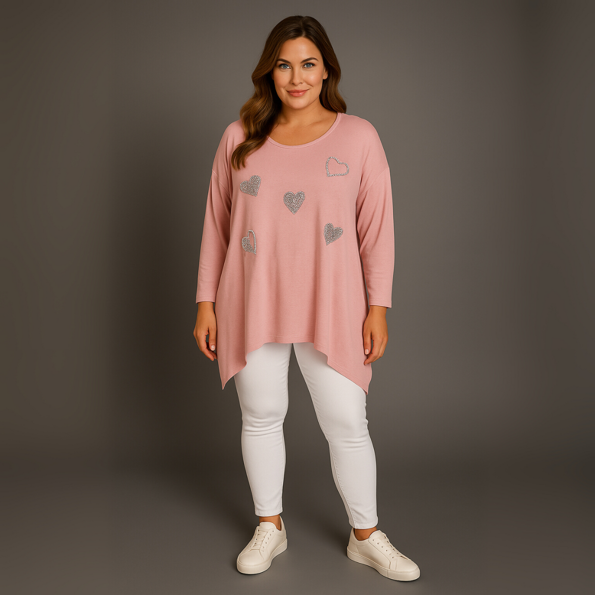 Hanky Hem Jumper with Diamanté + Pearls Hearts