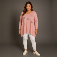 Hanky Hem Jumper with Diamanté + Pearls Hearts