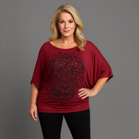 Batwing Oversized Off-Shoulder Sparkly Leopard Print Top