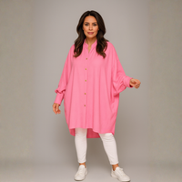 Oversized Plus-Size Shirt with Feature Cuffs