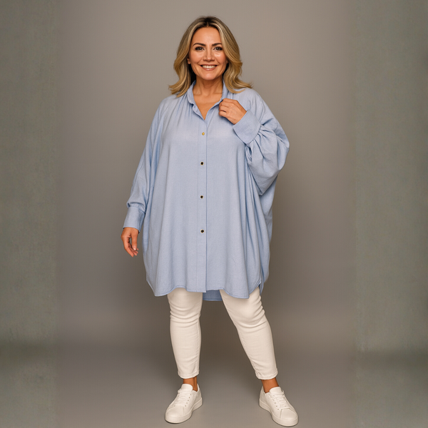 Oversized Plus-Size Shirt with Feature Cuffs