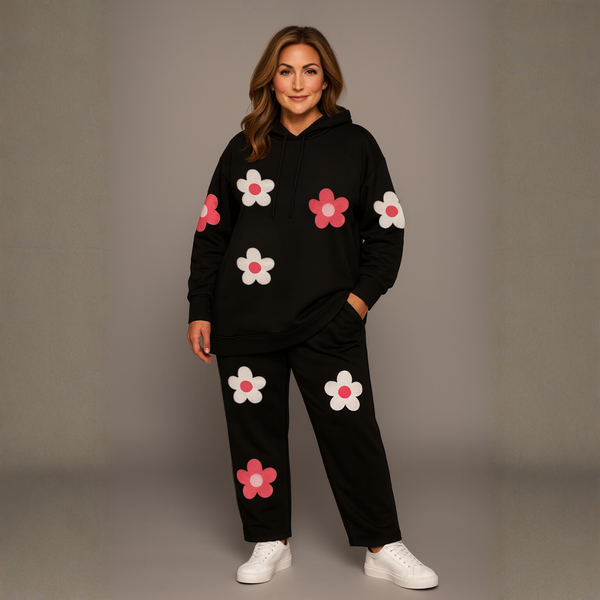 Flower Motif Trackuit with Hoodie