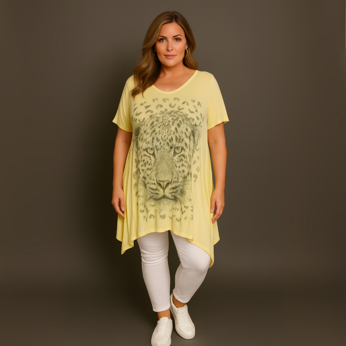 Hanky Hem Long Length Leopard Print Top