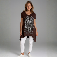 Hanky Hem Long Length Leopard Print Top