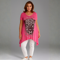 Hanky Hem Long Length Leopard Print Top