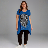 Hanky Hem Long Length Leopard Print Top