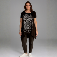 Hanky Hem Long Length Leopard Print Top