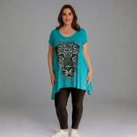 Hanky Hem Long Length Leopard Print Top