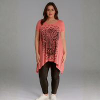 Hanky Hem Long Length Leopard Print Top