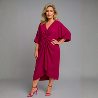 Knot Front V-Neck Dress