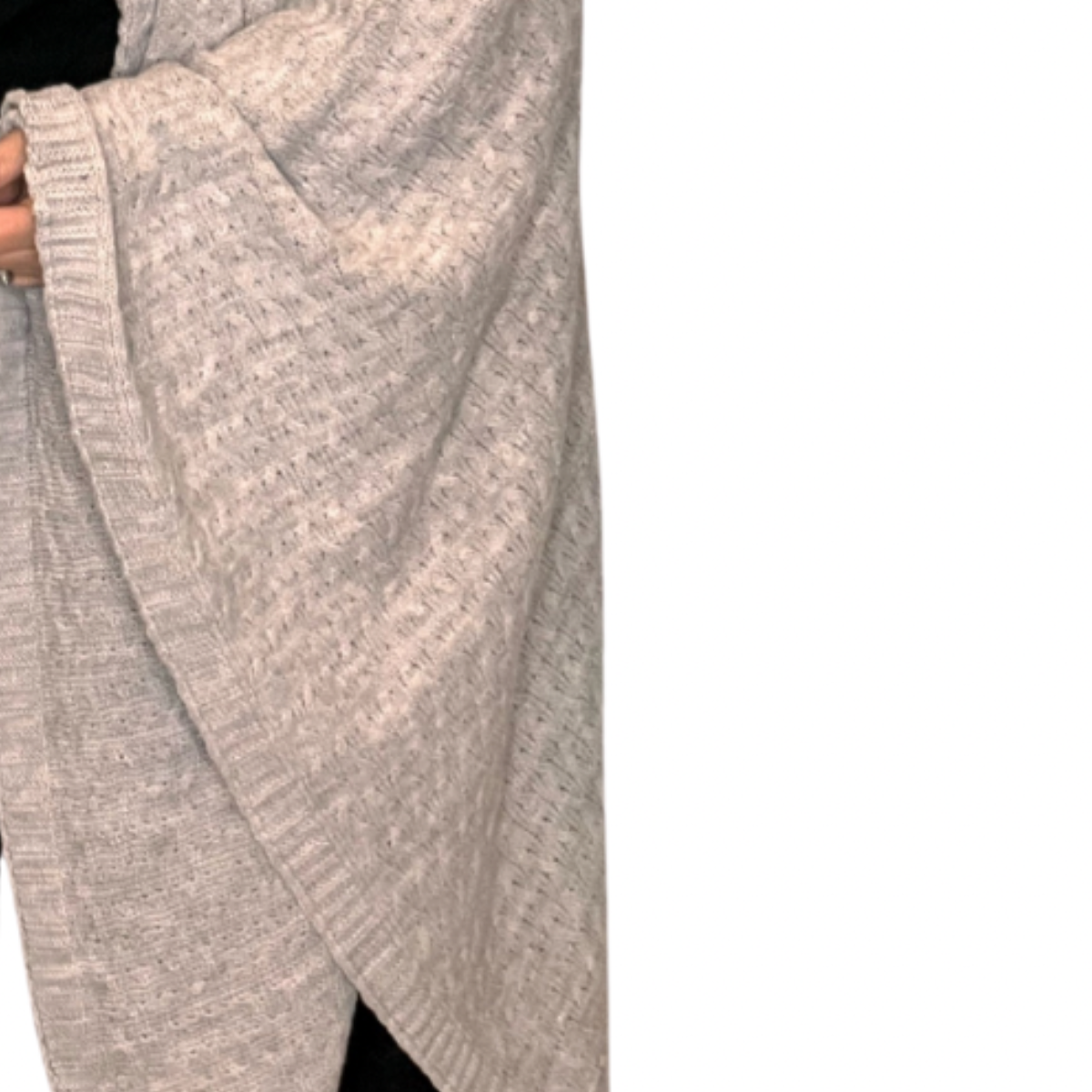 Grey Square Knitted Throw Over Shawl / Jacket