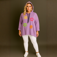 Bright Flowers to Front Long Length Hoodie