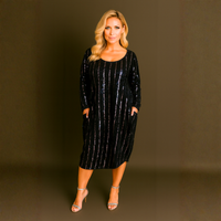 Sparkly Sequin Loose Fitted Dipped Hem Dress