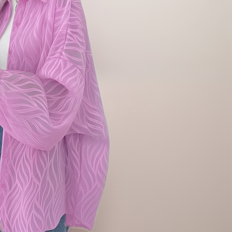 Chiffon Balloon Sleeve Oversized Shirt
