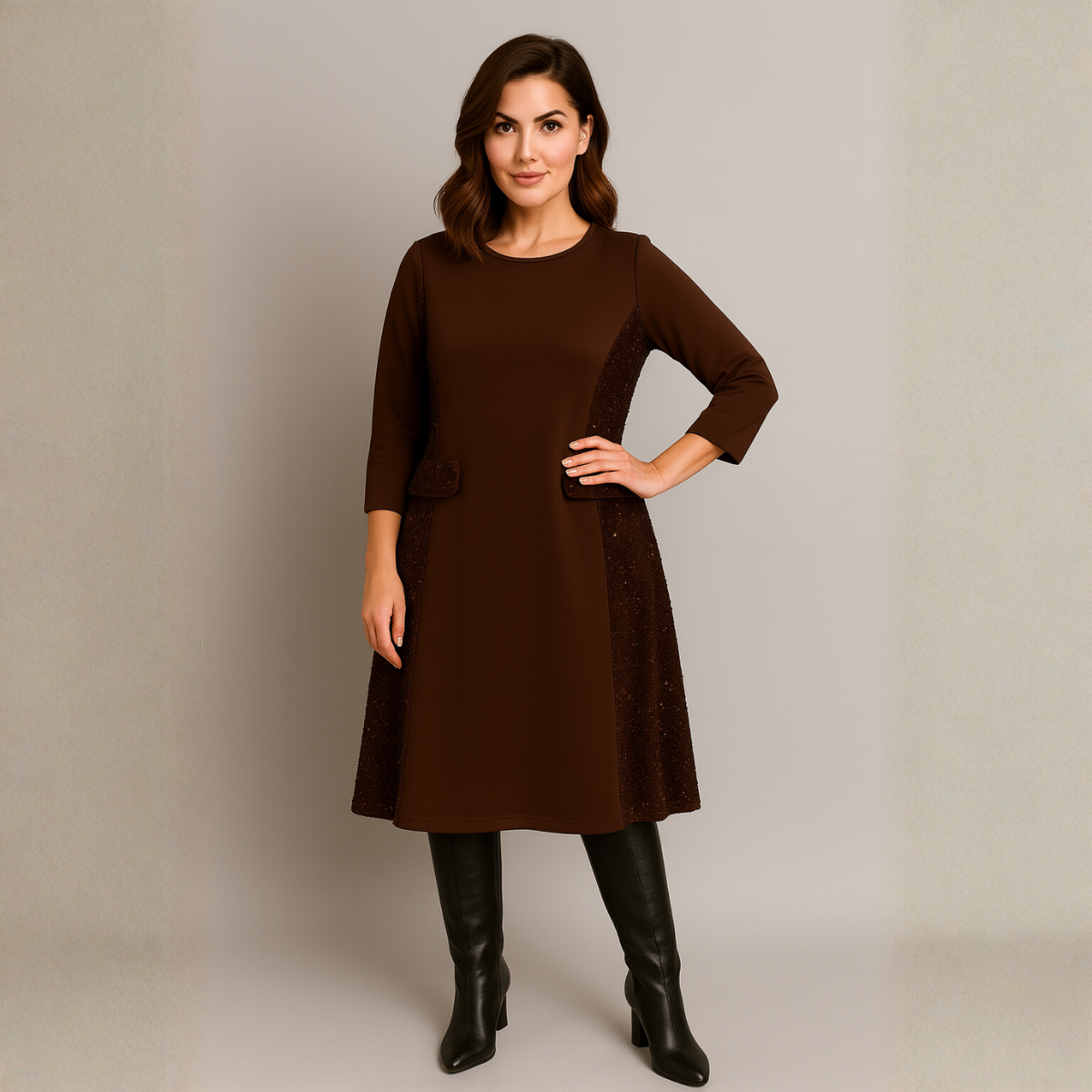 Sequin Panel A-line Dress