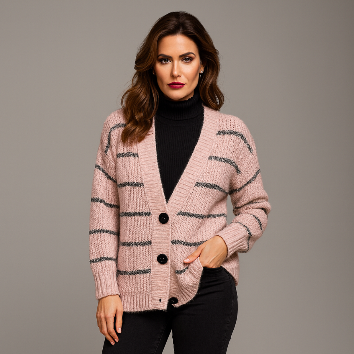 Striped V-Neck Cardigan