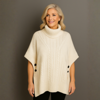 Chunky Knit Polo Neck Poncho / Jumper