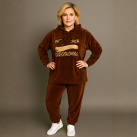 Velour Hoodie Tracksuit with Leopard + Hearts