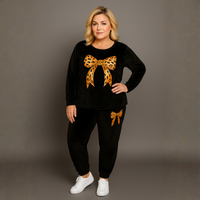 Velour Tracksuit with Bow Print