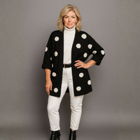 Luxury Open Neck Spot Print Cardigan