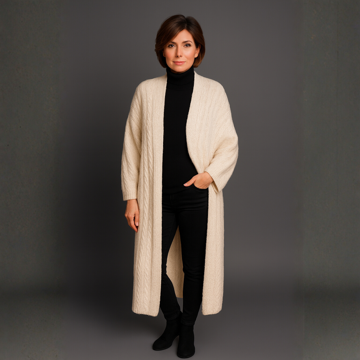 Cable Knit Batwing Duster Cardigan