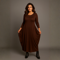 Long Sleeve Calf Length Dress