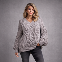 Luxury V-Neck Super Chunky Heavyweight Cable Jumper