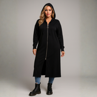Long Duster Zip Up Hoodie Jacket