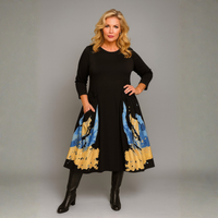 Black Paint Splash Dress with Drawstring Pocket