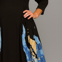 Black Paint Splash Dress with Drawstring Pocket