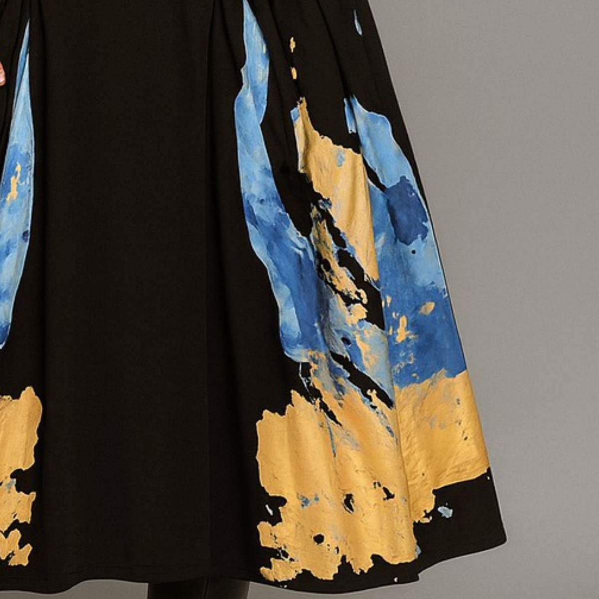 Black Paint Splash Dress with Drawstring Pocket