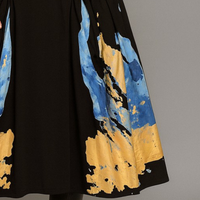 Black Paint Splash Dress with Drawstring Pocket