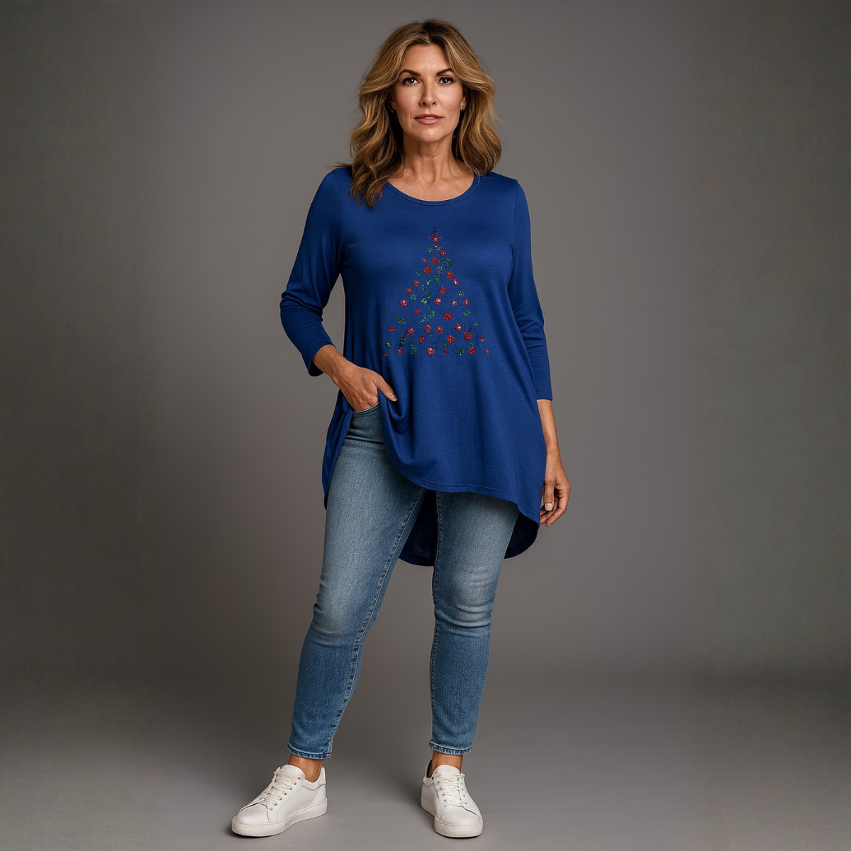 Dipped Hem Beaded Christmas Tree Top