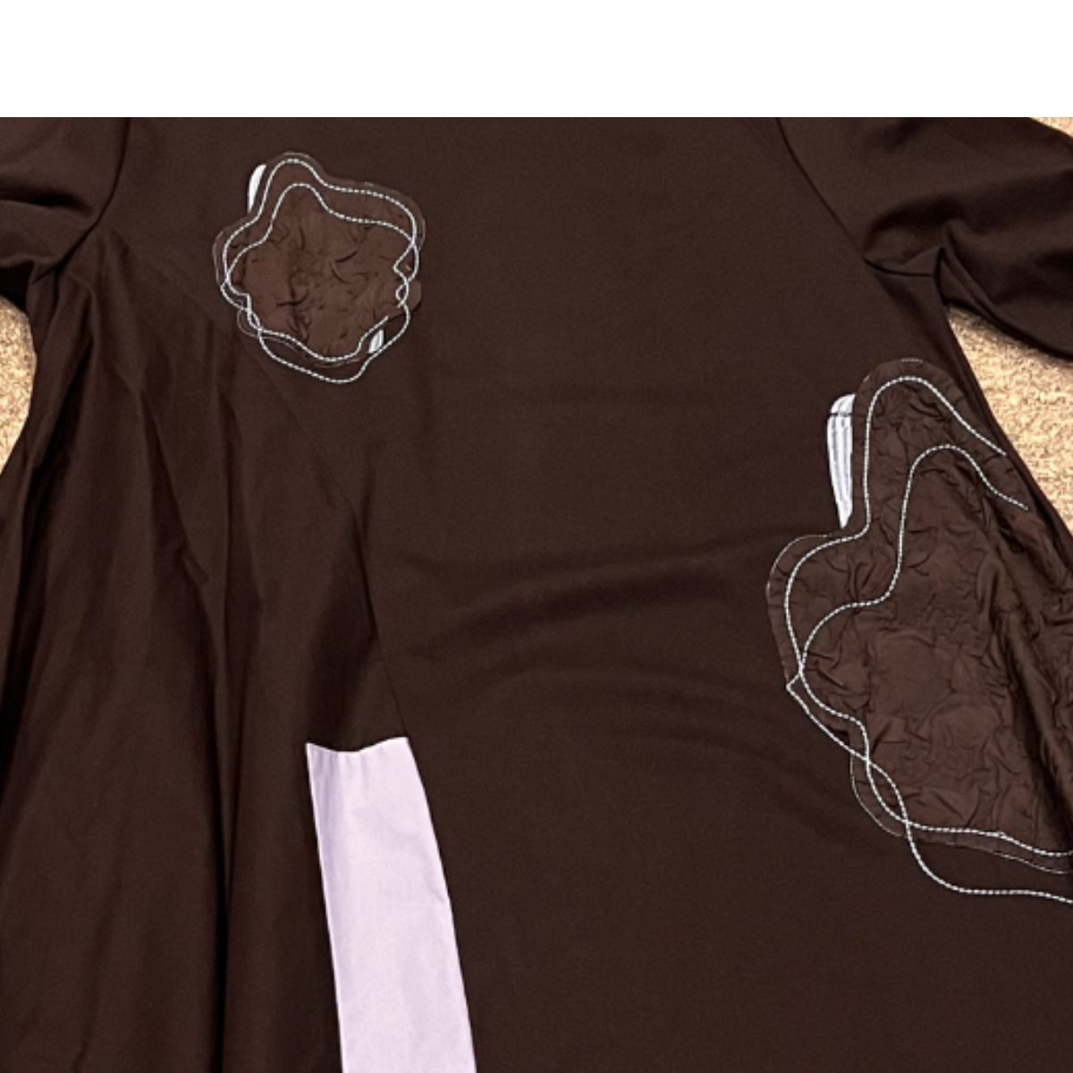 Black Dress with Applique and Drawstring Sides