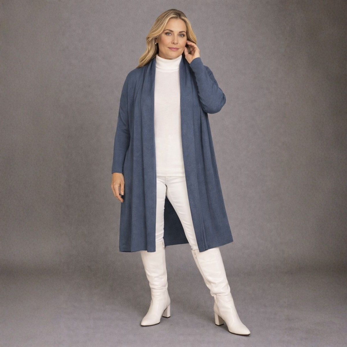 Super Soft Lightweight Roll Neck Duster Cardigan
