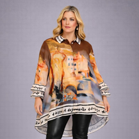 Dipped Hem Linen Mix Frilled Cuff Shirt