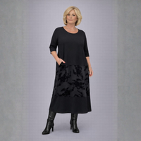 Black Dress with Velvet Panel and Pockets