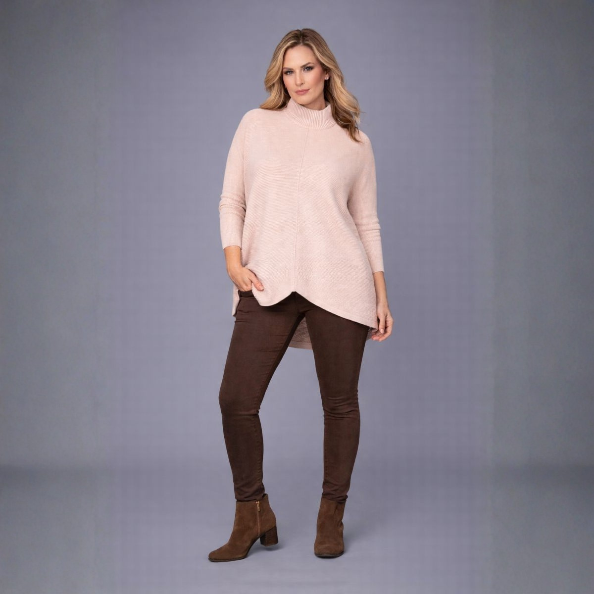 Luxury Inverted V Hem Fitted Sleeve Jumper