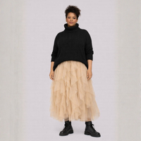 Net Layered and Ruffled Maxi Tulle Skirt