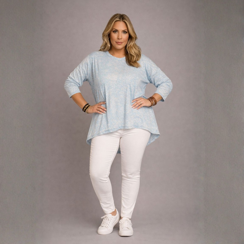 Super Soft Mottled Dipped Hem Top