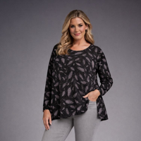 Fine Knitted Leaf Print A-line Swing top / Jumper