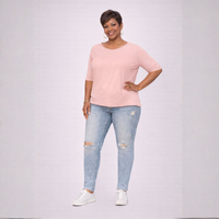 Cotton Half Sleeve T-shirt with Raw Cut Hems