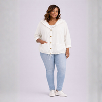 White Button Front Hoodie Jacket