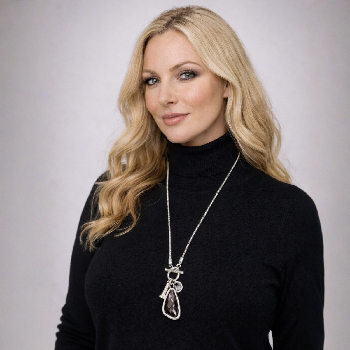 Silver Pendant Long Necklace