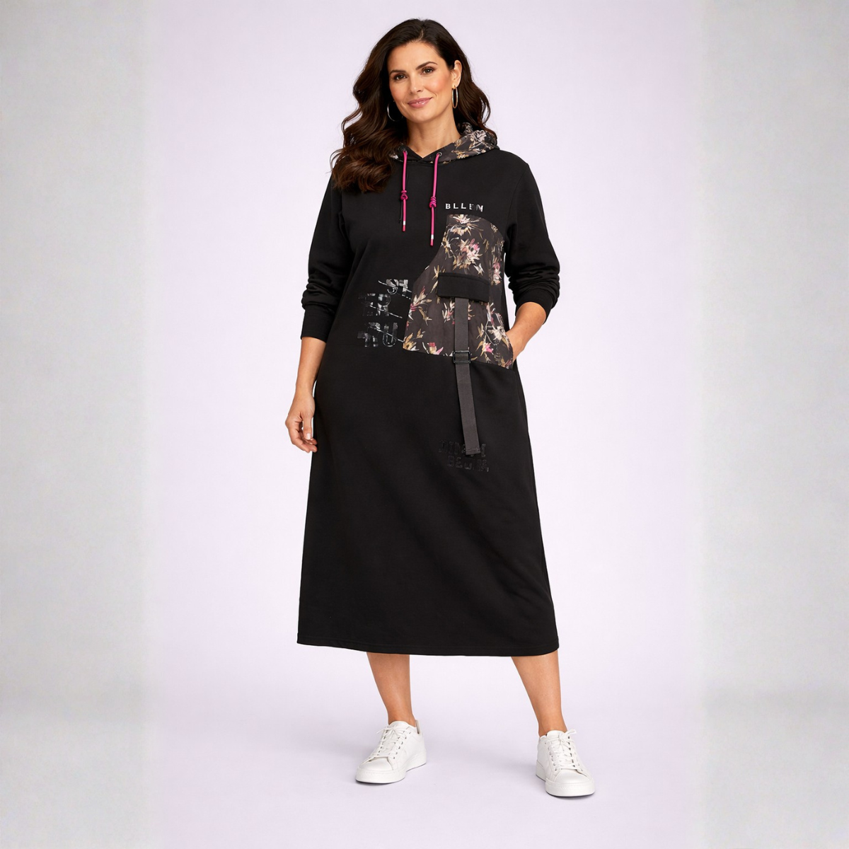 Black A-line Dress With Pockets + Hood + Pockets