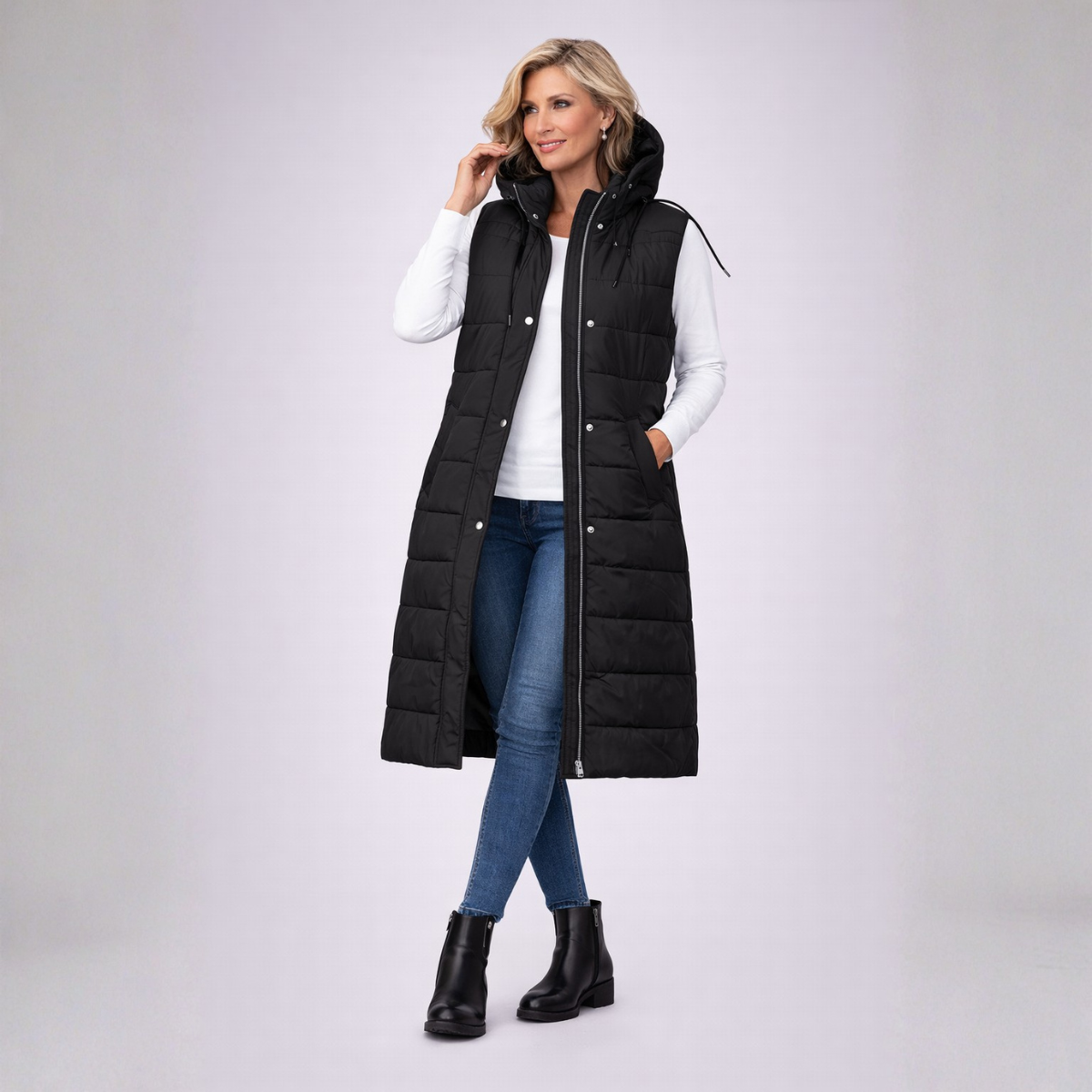 Sleeveless Quilted Fully Lined Coat / Gilet with Hood