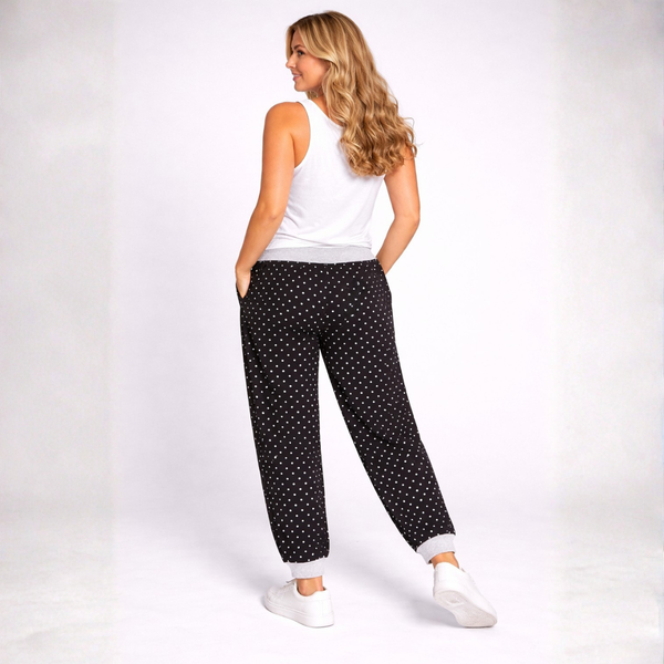 Black Polka Dot Print Joggers with Pockets