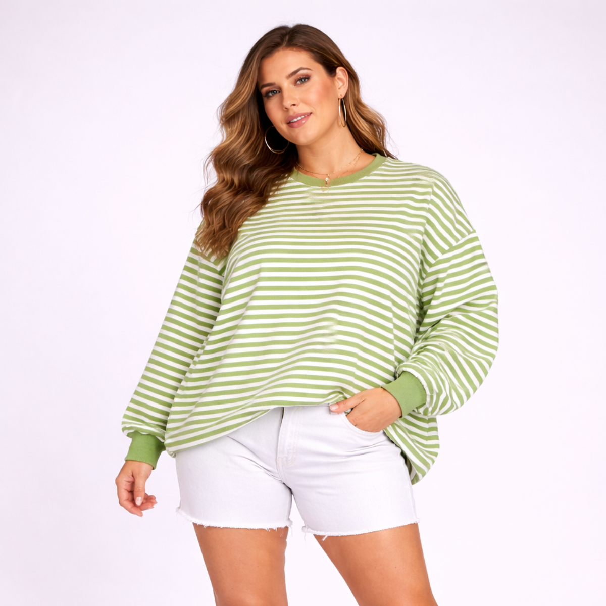 Striped Oversized Box Fit Sweatshirt
