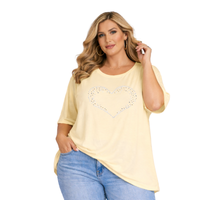 Oversized T-shirt with Pearl Beaded Heart